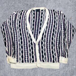Vintage 80s 90s Etchings Coogi Style Cardigan Sweater Adult Size Medium